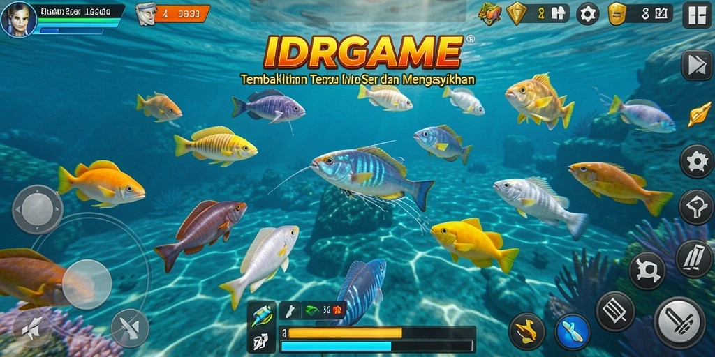Tampilan gameplay menarik dari IDRGAME yang menunjukkan aksi menembak ikan.