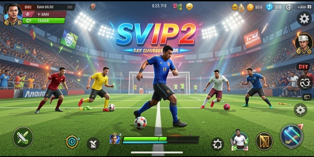 Tangkapan layar utama SVIP2 menampilkan aksi seru dalam pertandingan olahraga.
